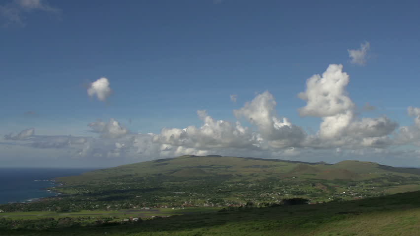 Rapa Nui, Easter Island landscape time lapse with clouds passing by