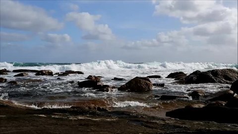 Waves Breaking on a Rocky Outcrop in Australia