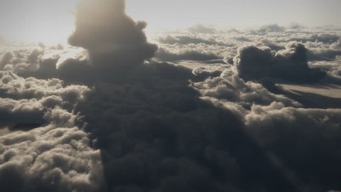 (1146) Dramatic High Altitude Clouds Aerial Flight. Themes of spirituality, leadership, travel, meditation, inspiration, happiness, future, visionary, seasons, summer, weather
