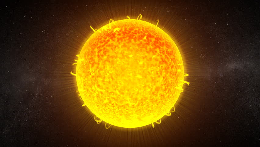 A computer generated animation of the Sun with solar flares. Perfect loop in HD