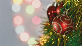 Christmas ornaments on Christmas tree ,time lapse