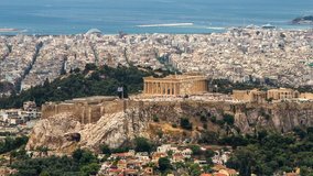Acropolis Parthenon, Athens, Greece,Tilt-UP , Timelapse - 1920X1080