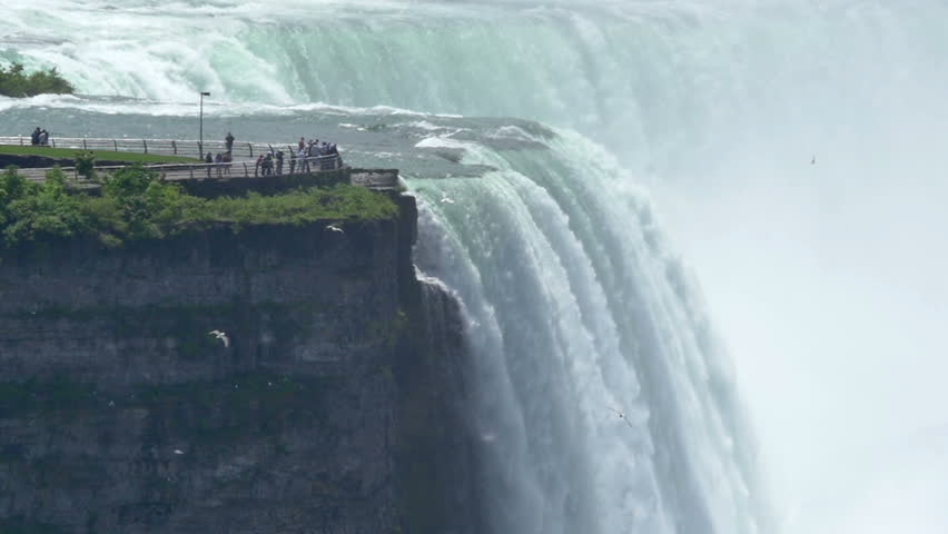 Tourists view Niagara Falls.  Shot at 96fps.