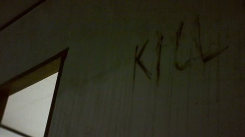 Moving Shot of 'Kill' Graffiti in Gonjiam, Abandoned Insane Asylum, South Korea