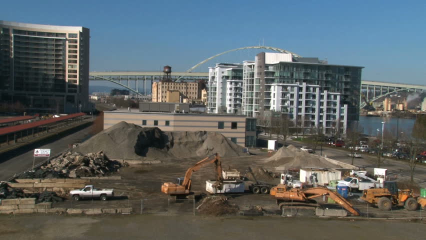Time lapse of construction site in downtown Portland, Oregon.
