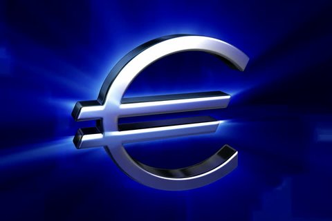 Digital footage of euro sign in colour background 	