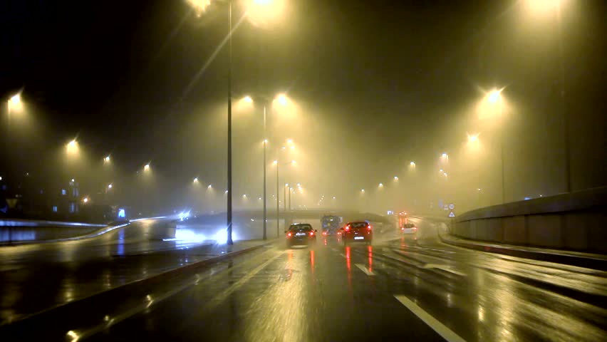 Car driving by rain 30sec
