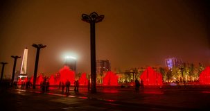 The colorful fountain show night in Chongqing time lapse
