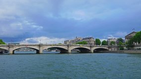 France, Paris, river Seine and Pont de la Concord, time-lapse.