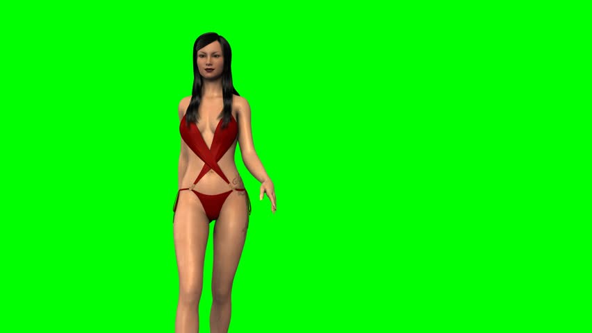 sexy girl bikini walks - green: stockowe wideo (w 100% bez tantiem) 6628280...