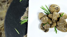 Homemade grilled Mushrooms with some fresh herbs (not loopable)
