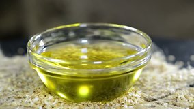 Sesame Oil in a small bowl as not loopable full HD video