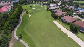 Aerial video of a golf course in South Florida