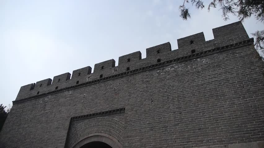Ancient city Great Wall texture.roof of Forbidden City palace.Weathering of masonry. 