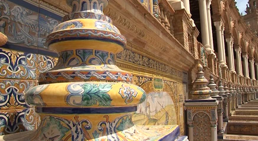 Ceramic Detail of Architecture in Plaza de Espana - Spanish Square in Seville, Andalusia, Spain
