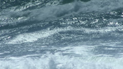HD - Foamy blue ocean waves.