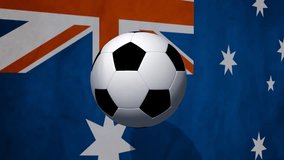 Soccer Ball rotates with animated australia flag - animated background 