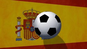 Soccer Ball rotates with animated spain flag - animated background 