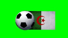 Soccer Ball rotates with animated algeria flag - green screen 