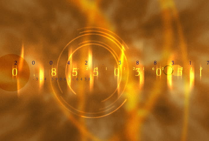 Animated concentric circles with numbers on soft, gold background.