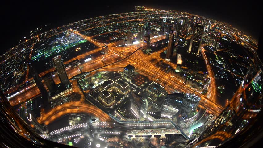 Highway traffic night view from building in Dubai skyscraper. Dubai UAE. | Shutterstock HD Video #6658925