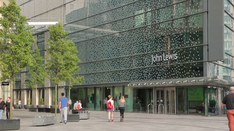 CARDIFF, SOUTH GLAMORGAN/WALES - MAY 18, 2014: Unidentified people visit John Lewis shopping Centre which is Wales' newest and largest department store.