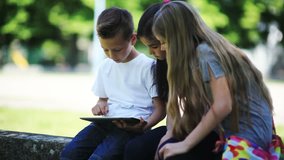 Children using PC tablet and mobile phone; Full HD Photo JPEG
