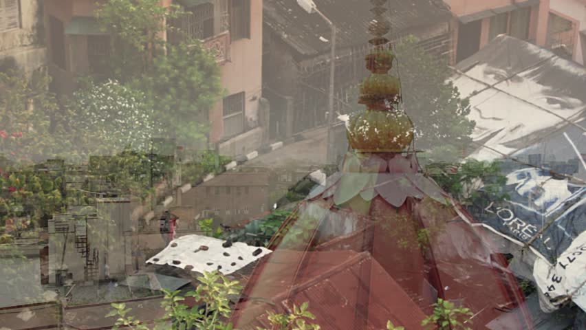 A residential street in Calcutta, India. aerial view.