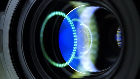 Camera lens flare closeup with laminated reflection