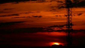 Beautiful sunset and the sky in orange over the tropical areas, Sunset over the tropical areas, Video clip