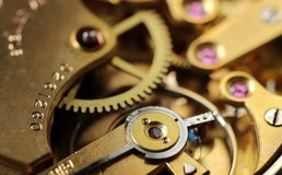 Macro video of an old pocket watch movement