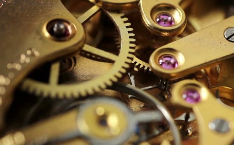 Macro video on an old pocket watch movement
