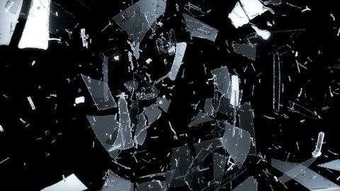 4K smashed and Shattered glass with slow motion. Alpha