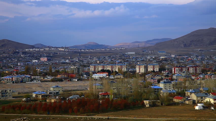 Panoramic View of the Van, Turkey. Twilight, Autumn.