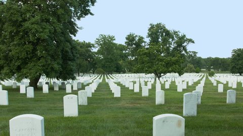 Arlington National Cemetery - Wide Pan Over Graves