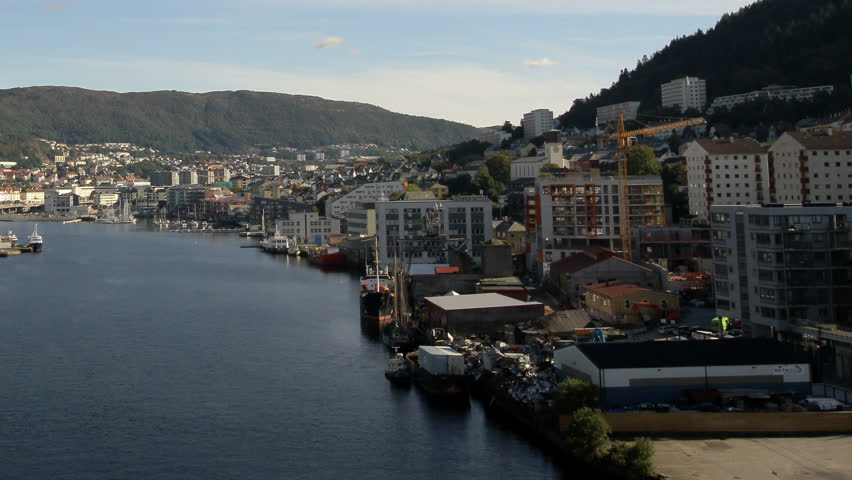 Fjord arm going in through Bergen, Norway. | Shutterstock HD Video #6705904