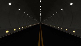 4k Seamless Looping Animation of Driving through Highway Road Tunnel. Full Ultra HD 4096x2304 Video Clip
