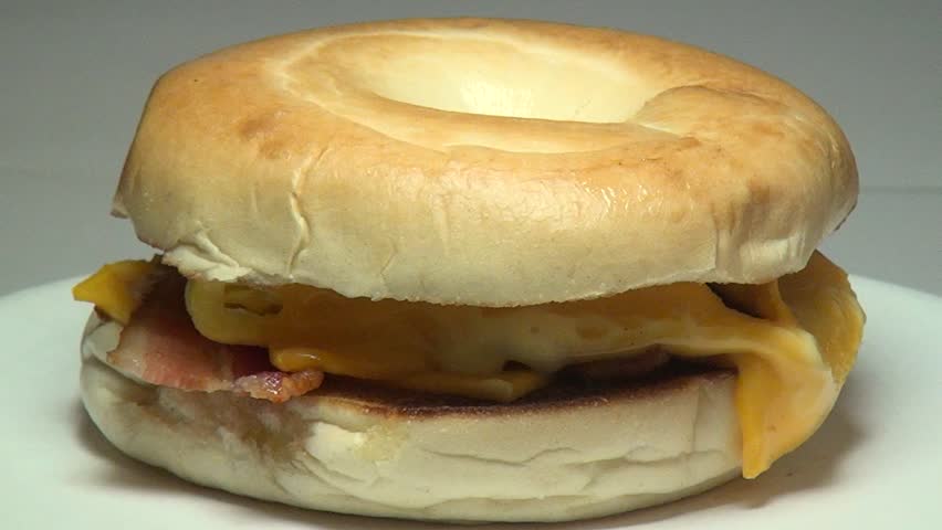 Breakfast Sandwich, Eggs, Muffins and Bagels Royalty-Free Stock Footage #6717142