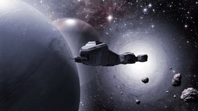 Spaceship flying out of a stargate. 3D rendering - Powered by Shutterstock - Get 15% off with code: PIKWIZARD15