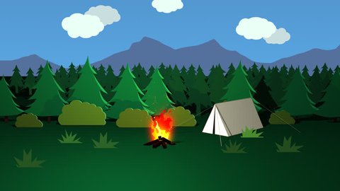 Family Sitting Around Campfire Tent Cooking Stock Vector (Royalty Free ...