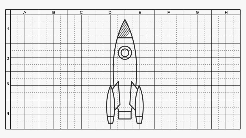 Как нарисовать ракету по клеточкам