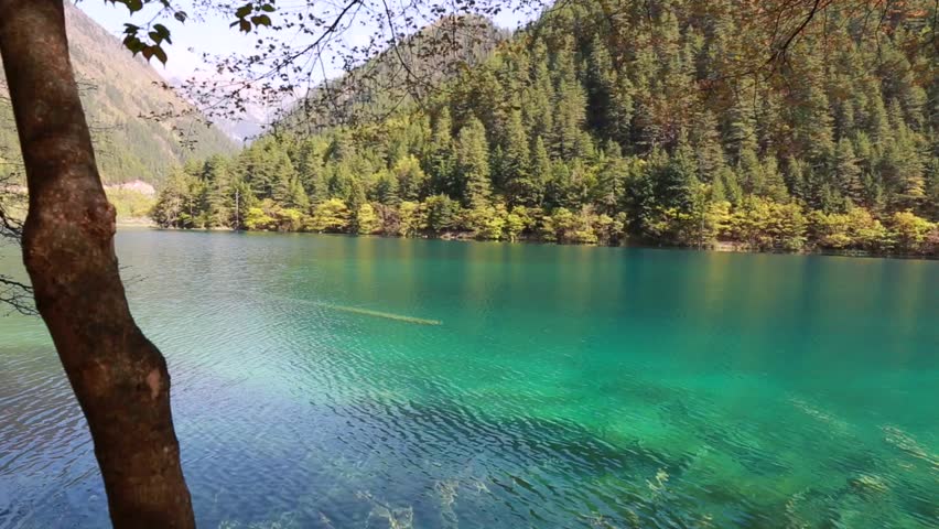 The beautiful juizhaigou valley (valley of nine villages) national park in china near tibet.