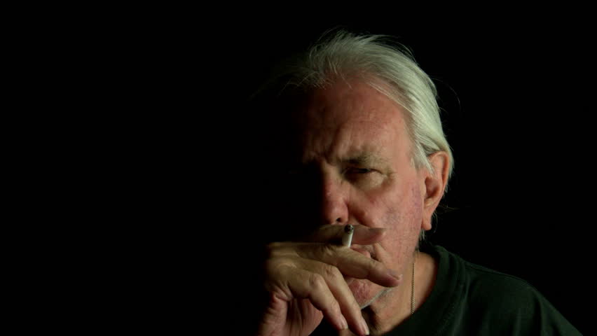 depressed,mature male tobacco & liquor addict smokes and drinks,