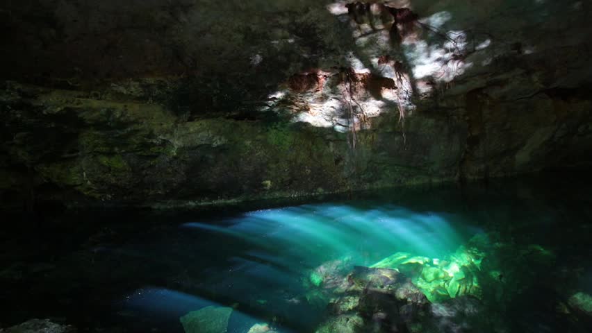 Mexican  cenote, underground lake in the cave in Yucatan state