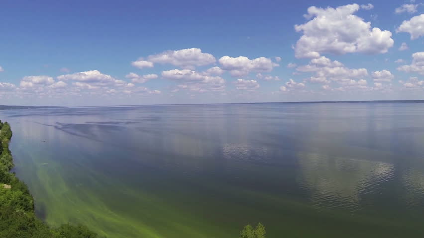 Panorama of  sea and  beautiful sky with clouds. Aerial
