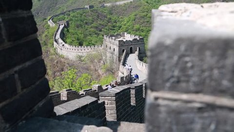 The jiankou section of the great wall of china in near Beijing is completely unrestored and untouched with few tourists. Man made wonder of the world.