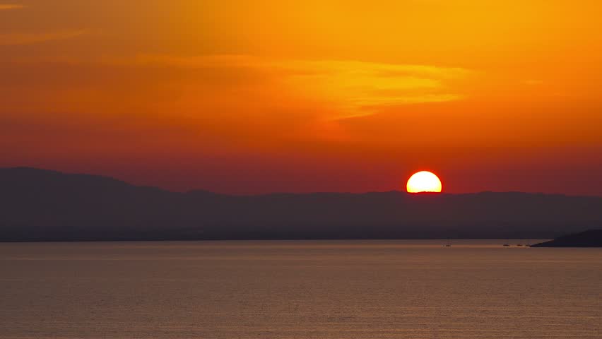 Beautiful landscape, seascape. Sunset over Mar Menor sea. La Manga, Spain.
