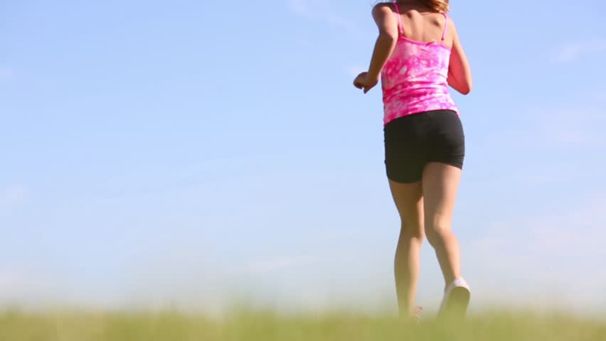 girl in running shorts