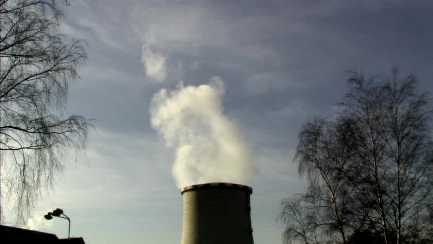 Huge smoke stack smoking