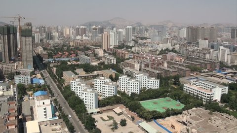 LANZHOU, CHINA - 27 AUGUST 2010: The skyline of Lanzhou, a major city in Central China